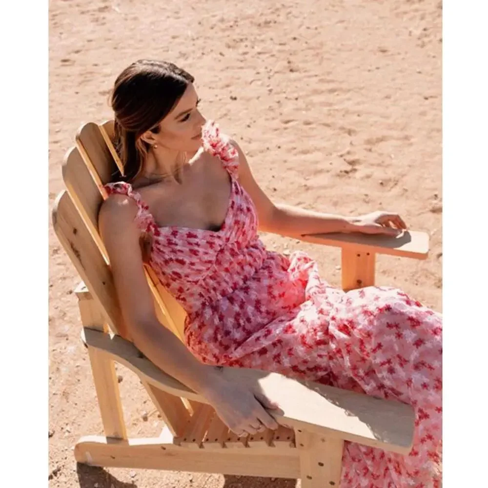 Monique Lhuillier Floral Embroidered Mesh Midi Peony - Picture 13 of 13